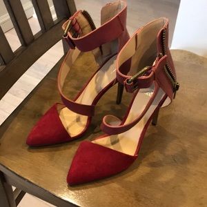 Joe’s Jeans Red leather and suede heels 9M